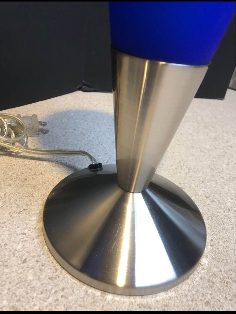 Pair Vintage Y2K Hampton Bay Cobalt Blue Glass Torchiere Lamps Postmodern Retro - Picture 6 of 14